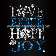 Love Peace Hope Joy Iron On Rhinestone Heat Transfers